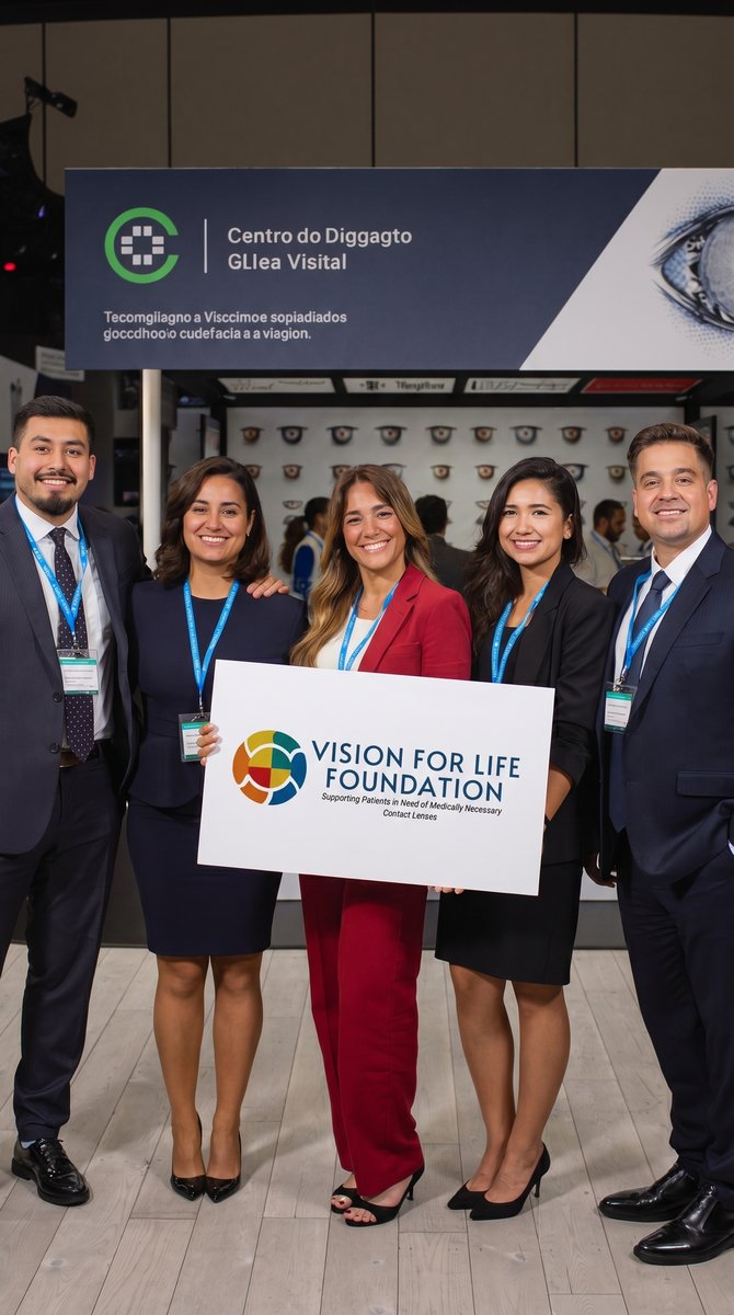 The Vision for Life Foundation team holding the foundation's banner